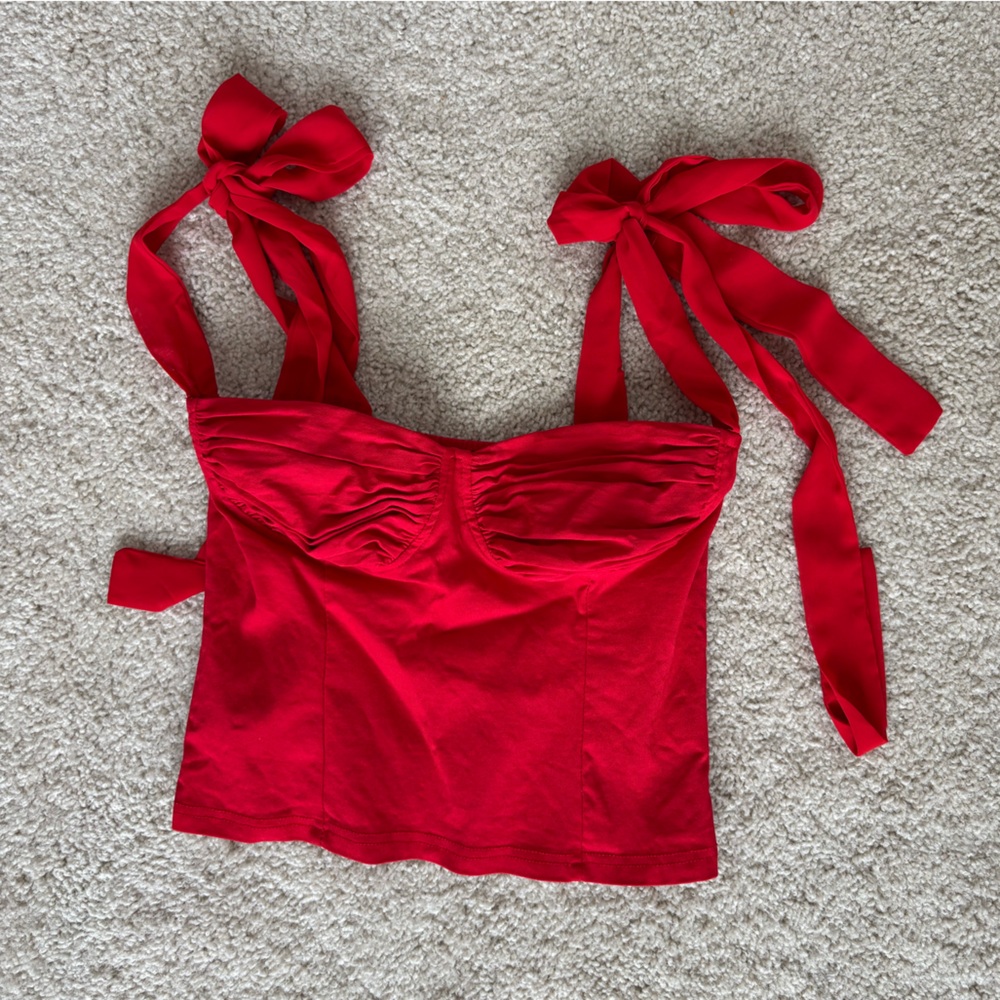 Red Bow-Tie Strap Top